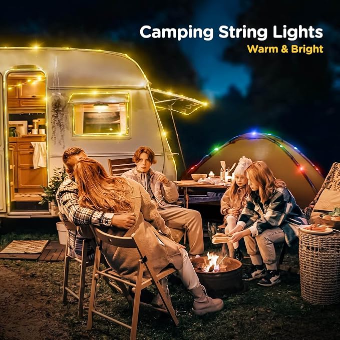 2-Pack Camping String Lights 4 in 1, 32.8FT Quick Storage 8 Modes | Protable Rechargeable Fairy Tent Lights String , Waterproof Portable LED Lamp for Outdoor Indoor Patio Decor Essentials