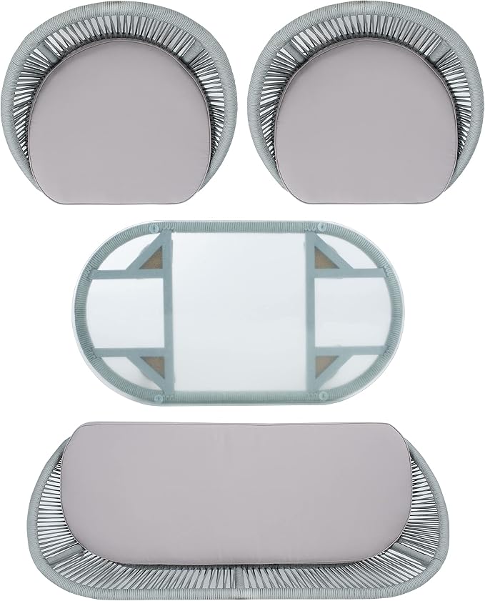 SAFAVIEH Outdoor Collection Halcott Grey Rope/Grey Cushion 4-Piece Conversation Patio Set