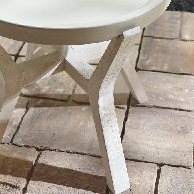 Pebble Lane Living Indoor or Outdoor Round Reclaimed Wood and Cement Accent Patio Side Table