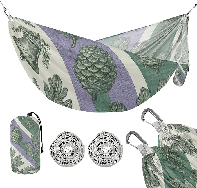 Botanical Americana Striped Wallpaper Hammocks with Hanging Rope Rope Hammock for Indoor Outdoor Patio
