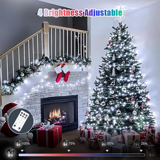 JMEXSUSS Christmas Lights, 600 LED 168FT Color Changing String Lights | White & Multicolor String Lights Indoor Outdoor Waterproof with Remote, 11 Modes, Timer, for Xmas Décor, Clear Wire