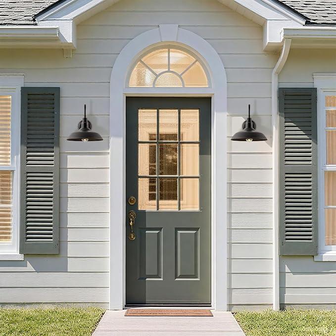 14in Outdoor Gooseneck Barn Light for Farmhouse, Bronze Exterior Wall Light Fixture for Porch, Large Outside Farmhouse Wall Sconce for Garage Patio Doorway House