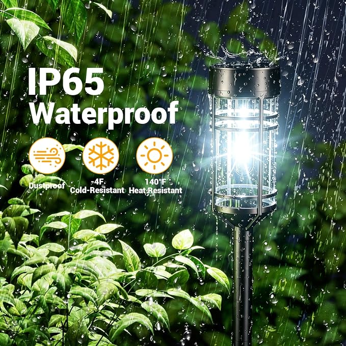 Amzarp 12 Pack Solar Garden Lights, Bright LED Solar Pathway Lights Outdoor IP65 Waterproof Rugged Shatterproof Auto On/Off for Landscape Garden Yard Walkway Driveway Lawn Lighting (6500K Cool White)