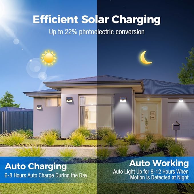 Solar Lights Outdoor Waterproof [12 Packs/140 LEDs], 3 Lighting Modes Solar Motion Sensor Light Outdoor, Ultra Bright Security Lights Outdoor Solar Lights for Outside Fence Patio Deck[Brown]
