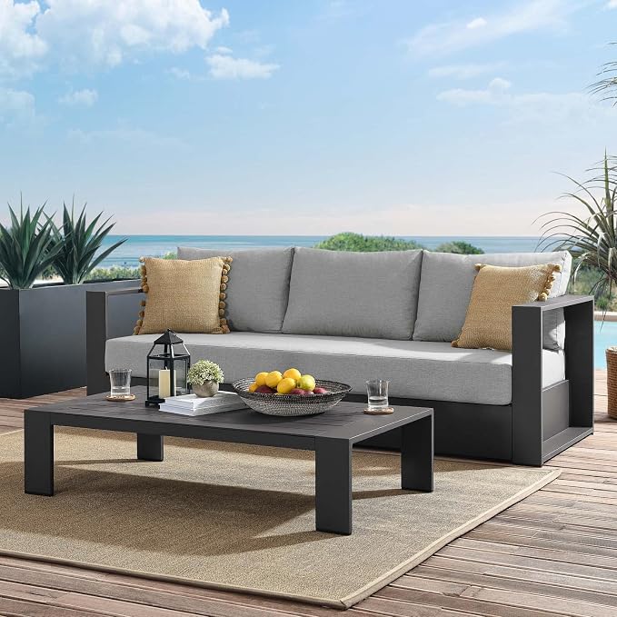 Modway Tahoe Aluminum 2-Piece Outdoor Patio Set in Gray Gray