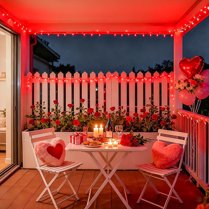 JMEXSUSS Red Christmas Lights Outdoor, 600 LED String Lights Indoor Plug in | 168Ft Red Halloween Lights Clear Wire with Remote for Bedroom Room Party Christmas Patio Living Room Halloween Decor
