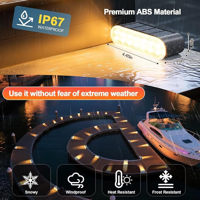 Solar Step Lights for Outside, 6-Pack Stair Light Outdoor Waterproof IP67, 14 LED Warm White Light Solar Powered Lighting for Steps, Stairs, Deck，Patio, Walkway, Front Porch Decor