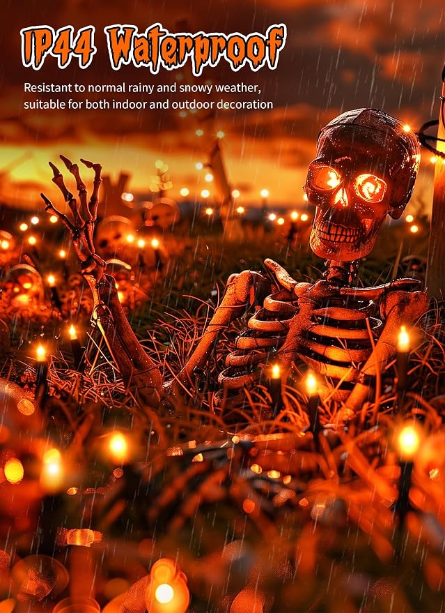 Brightown Orange Halloween Mini Lights, 50 Count 10 Feet Mini String Lights | Incandescent Bulb Connectable Halloween Lights for Haunted House Ghost Party Holiday Window Indoor Outdoor Decoration