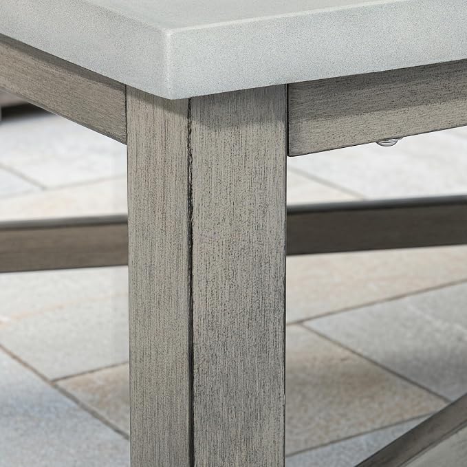 PEAK HOME FURNISHINGS Outdoor Rectangular Coffee Table with Aluminum-Honeycomb Composite Concrete Table Top