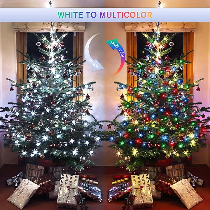 JMEXSUSS 500 LED White & Multicolor Color Changing String Lights, | 163FT Christmas String Lights with Remote, Outdoor Christmas Lights Plug in for Tree House Indoor Outdoor Xmas Decor