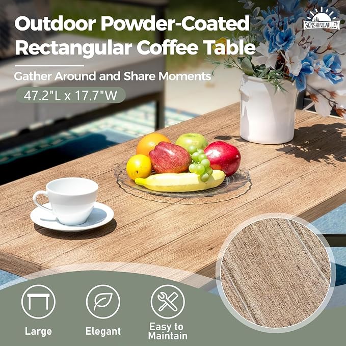 SUNSHINE VALLEY 4 Piece Patio Furniture Set with Swivel Chairs, High Back Rope Rattan Outdoor Conversation Set with Extra Thick Cushion and Coffee Table for Lawn Garden Backyard and Deck