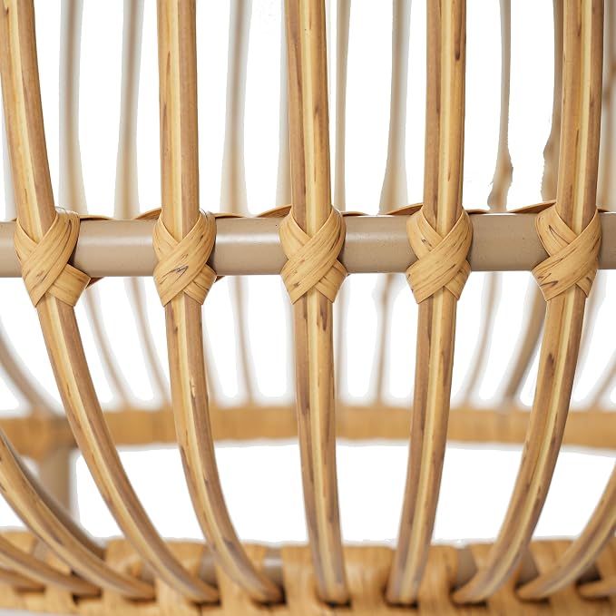Round Rattan Side Table, Boho Rattan End Table Outdoor Round Wicker Side Table, All-Weather and Rust Resistant for Living Room Patio, Poolside, Garden, Yard
