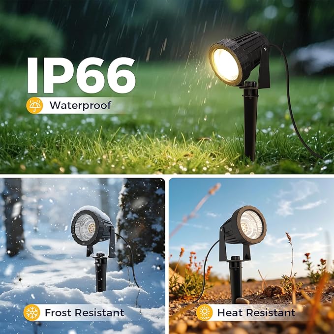 L LOHAS LED 12W Dusk to Dawn Outdoor Spotlight 3000K Landscape Light 4 Pack | 12W Landscape Spotlight with Warm White Light, Outdoor Flood Light for Yard, Garden, House and Pathway Lighting