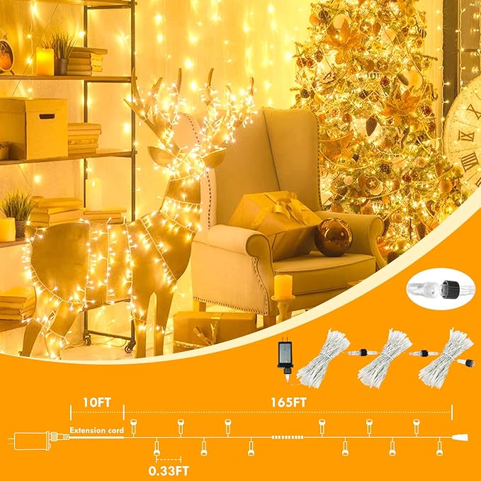 180FT 500LED Extra-Long String Lights Indoor Outdoor Clear Wire, Warm White Christmas String Lights, Plug in Twinkle Fairy Light With Timer and Memory For Wedding Patio Tree Yard Christmas Decorations
