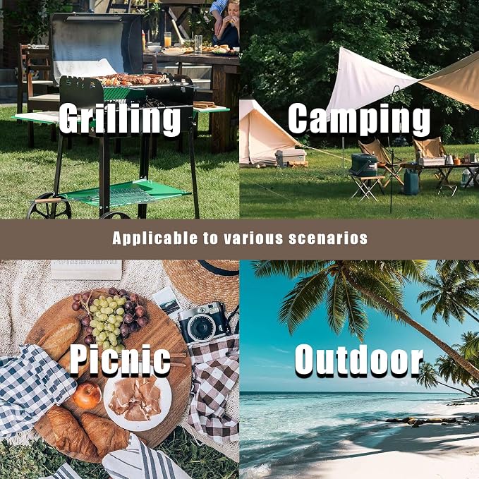 Folding Table 4 Foot Portable Folding Tables Heavy Duty Fold-in-Half Utility Table Small Indoor Outdoor Folding Square Card Table w/Handle for Picnic, Party, Camping (Black)