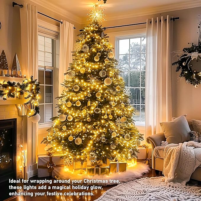 JMEXSUSS 150 LED String Lights for Bedroom, Classroom Lights Plug in | Connectable Warm White Christmas Lights Indoor , 59ft Twinkle Fairy Lights for Room Wedding Dorm Party Christmas Tree Decor