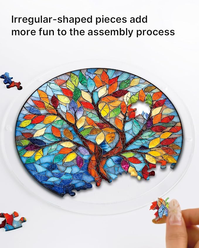 Acrylic Suncatcher Puzzle, Tree of Radiant Glass-7.4 in | DIY Suncatcher Puzzle Kits for Adults, Acrylic Jigsaw Puzzle Suncatcher, Garden&Window Hanging Decor, Unique Gift