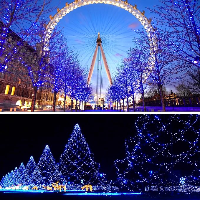 Halloween String Lights 33Ft 100LED Blue Fairy Lights Indoor Outdoor Waterproof with Remote Timer Black Wire for Hanging Garden Party Holiday Halloween Decor