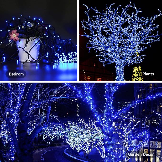 Halloween String Lights 33Ft 100LED Blue Fairy Lights Indoor Outdoor Waterproof with Remote Timer Black Wire for Hanging Garden Party Holiday Halloween Decor