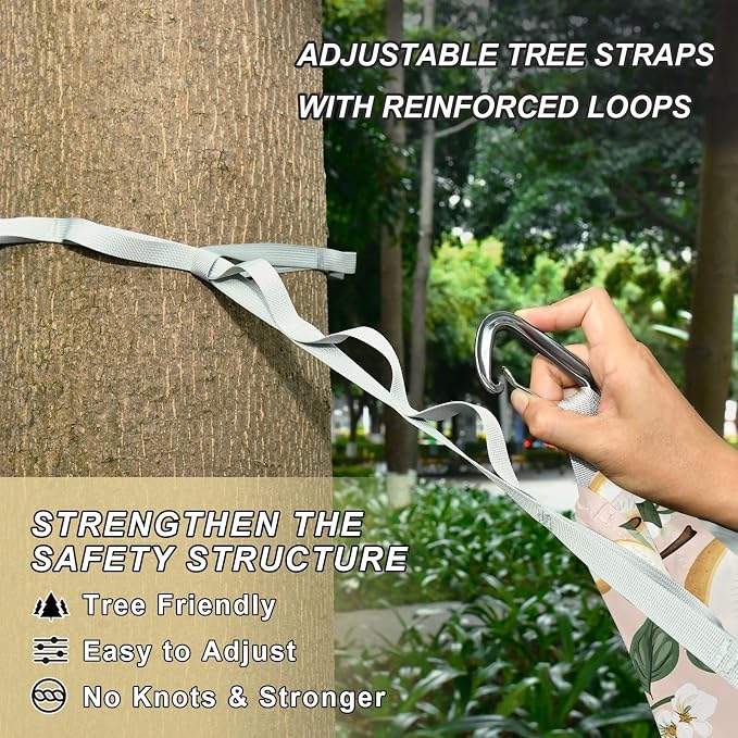 Camping Hammock Outdoor Hammocks for Outside Pear Blossom Beach Trees Portable Lightweight with Pockets Tree Straps Indoor Small