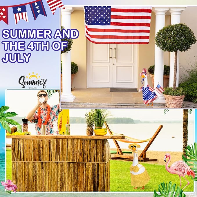 FuWeave 8 Set Holiday Porch Goose Outfits 17'' Goose Clothes Summer Fall Halloween Christmas Winter Thanksgiving Valentine St. Patrick Easter 4th of July Lawn Porch Geese Costume for Patio Yard Decor