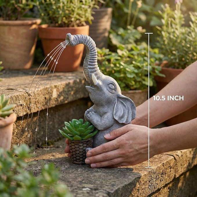 Lyeasw Solar Elephant Statue Lights, Good Luck Gift for Mom, Dad & Grandma, 10.5 Inch Outdoor Elephant Garden Decor for Yard, Porch or Patio, Birthday & Housewarming Gift