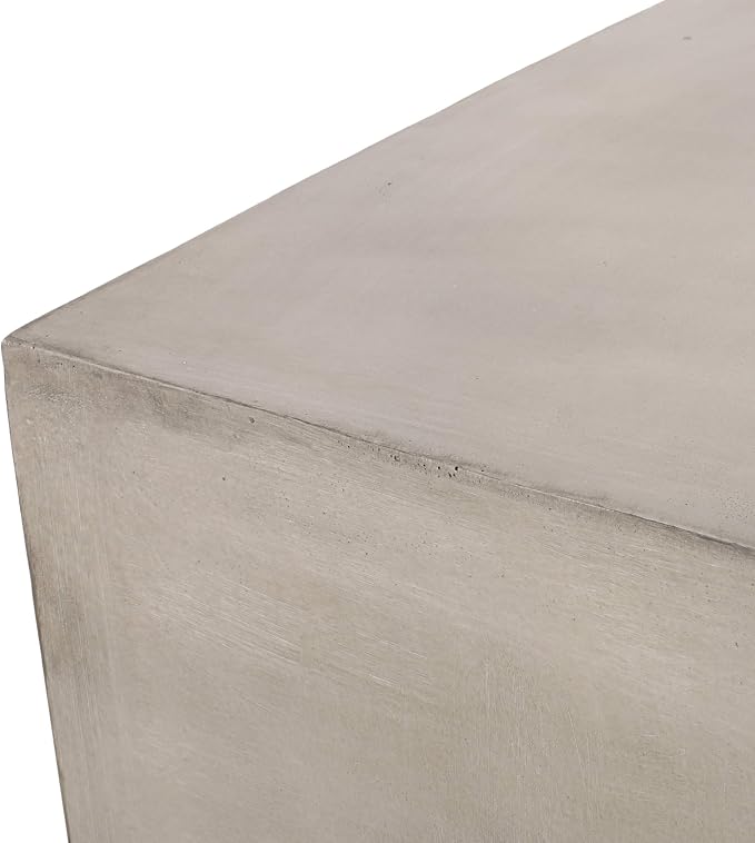 Outdoor Side Table Faux Marble End Table Faux Stone Travertine Small Coffee Table for Indoor Outdoor, Garden Stool Plant Stand for Porch, Backyard Patio 22" Square Grey