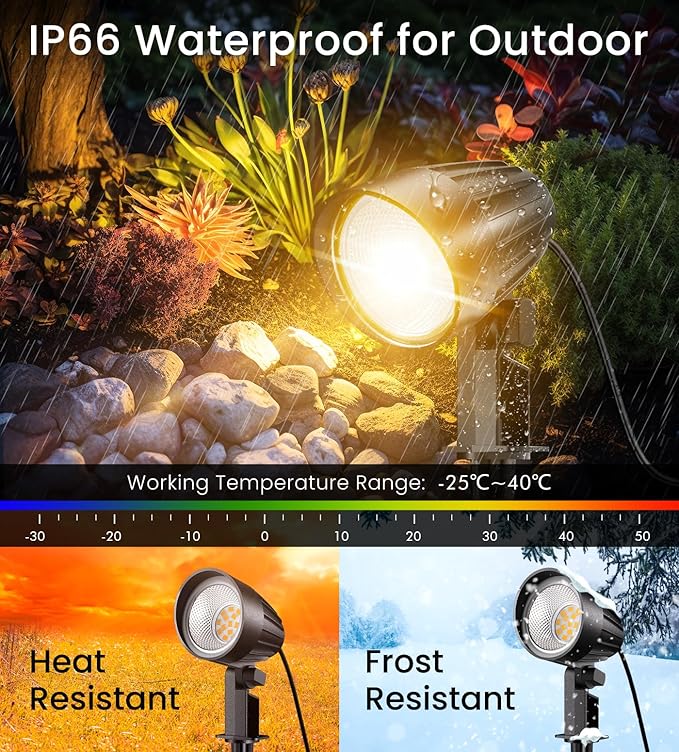 MEIKEE 7W Low Voltage LED Landscape Lights 800LM 12V Outdoor Landscape Lighting 2700K Warm White IP66 Waterproof Garden Pathway Lights with Connectors (4 Pack)