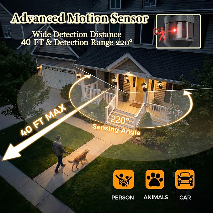 Porch Lights Outdoor Motion Sensor Wall Sconce Anti-Rust Aluminum, Exterior Outdoor Wall Lights Dusk to Dawn Porch Light Fixture Wall Mount for House Outside Patio