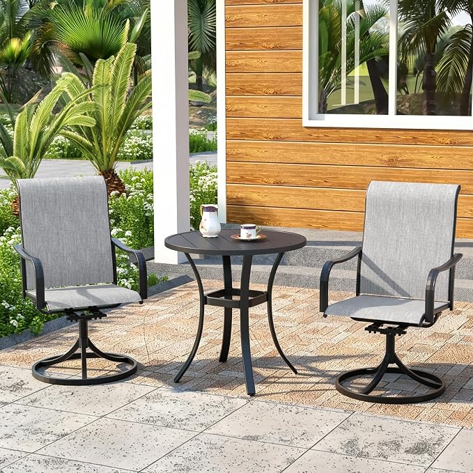 Outdoor Dining Set,27.5" Round Patio Table with 2pcs Swivel Chairs,Outdoor Furniture Set for Garden Backyard Lawn Poolside