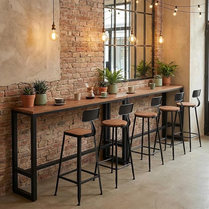 Extra Long Outdoor Bar Height Table, Patio Bar Tables High Counter Table, Weather Resistant Pub Tables for Poolside Garden Balcony Restaurant Cafe, Indoor or Outdoor Use(94.5"x15.7"x40.5")