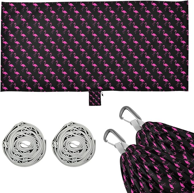 Camping Hammock Outdoor Hammocks for Outside Flamingo Hot Pink Beach Trees Portable Lightweight with Pockets Tree Straps Indoor