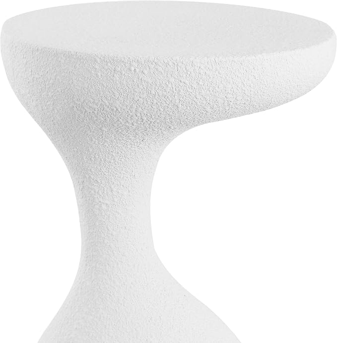 JONATHAN Y Boracay Modern Sculptural Indoor/Outdoor Side Table, 15" x 19.75" Weather-Resistant Pedestal Accent Table and Garden Stool for Patio, Deck or Living Room, Frosted White TBL1110C