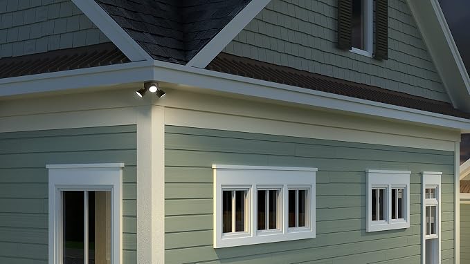 Lithonia Lighting HomeGuard 3-Light LED Outdoor Flood Lights, Dusk to Dawn | White Outdoor LED Lights, Adjustable Lumens, Selectable Color, Round Heads (HGX LED 3RH ALO SWW2 120 PE WH M2)