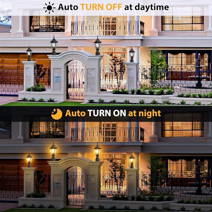 Lamomo Dusk to Dawn Outdoor Post Lights, Waterproof Aluminum Lamp Post Light Fixture, Lamp Posts Outdoor Lighting Pole Lantern for Yard Patio Pathway Garden | Anti-Rust, Waterproof Aluminum, Tempered Glass & Classic Exterior Pole Lantern for Yard Patio...