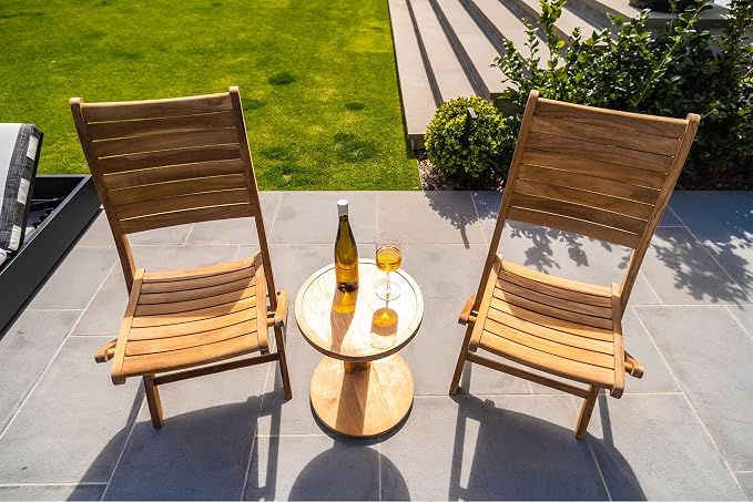Nordic Teak C-Shaped Side Table – Solid Natural Teak Wood End Table for Sofa or Bed – Minimalist Scandinavian Design, Handcrafted, Space-Saving, Durable & Water-Resistant