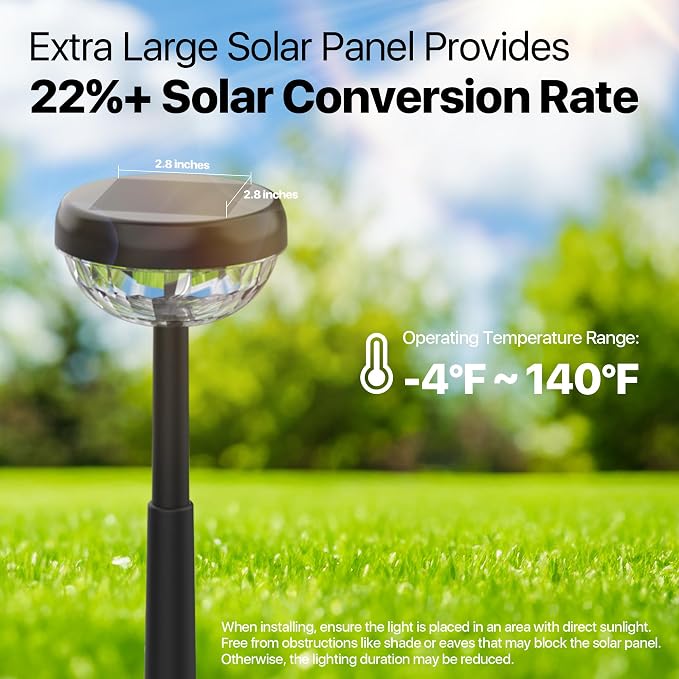 Ensenior 6-Pack Solar Lights Outdoor, Auto ON/Off 6500K LED Solar Garden Lights for Pathway, Yard, Patio, Walkway, Flower Bed, Halloween Christmas Landscape Lighting, IP65 Waterproof, Flag Lights