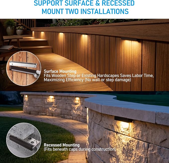 LEONLITE 4-Pack 5CCT 7 Inch LED Hardscape Lighting, 1800K-5000K | LED Landscape Lighting, 12-24V AC/DC Paver Light Low Voltage Retaining Wall Lights, 5W Outdoor Step Lights, ETL