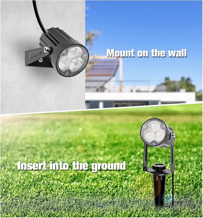 APONUO Metal Outdoor Solar Landscape Lights, Waterproof Spotlight 6-in-1 for Yard Landscape Lighting, Auto On/Off for Pathway, Driveway, Patio, Warm White