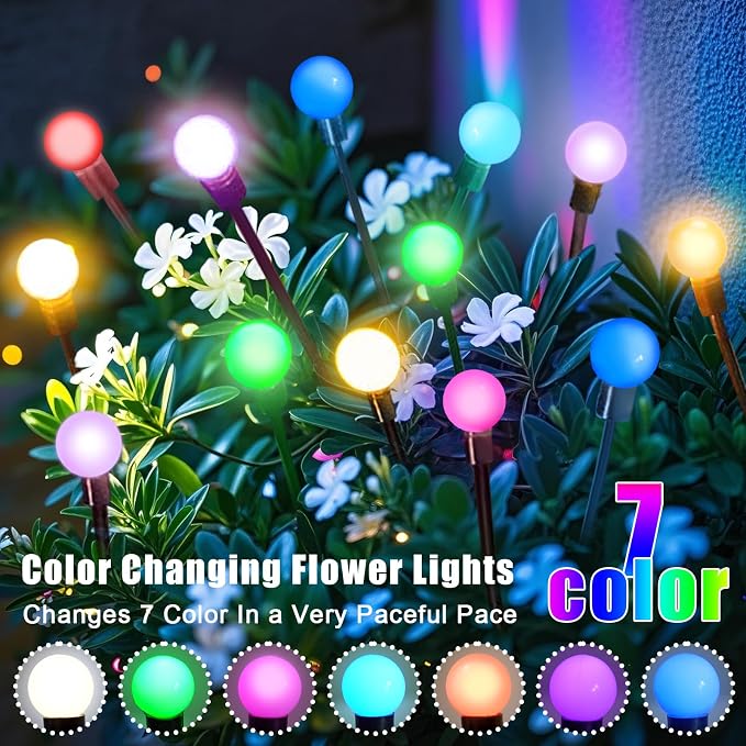 NBQQ Solar Lights Outdoor Waterproof 4 Pack of 24 LEDs Unique Gifts Women | Multicolor Swaying Solar Lights Outdoor for Yard Pathway Patio, Swaying Lawn Decor as Gardening Gifts for Women Holiday