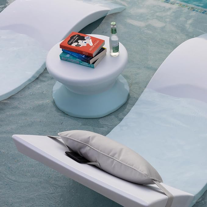 Ledge Lounger Signature Side Table – in-Pool Table for Ledges up to 10" Deep – All-Weather Use for Indoor, Outdoor, Porch, Patio, Garden, Backyard, Deck or Beach (Frost)