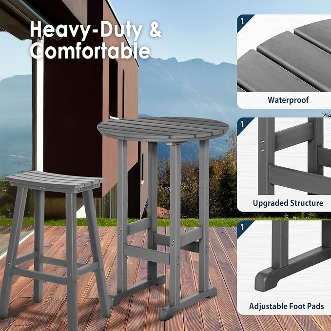 nalone 40" Outdoor Bar Table, All Weather HDPE Bar Height Patio Table Counter Round Patio Cocktail Bar Tables, Tall Bistro Pub Table for Deck, Porch, Backyard, Garden