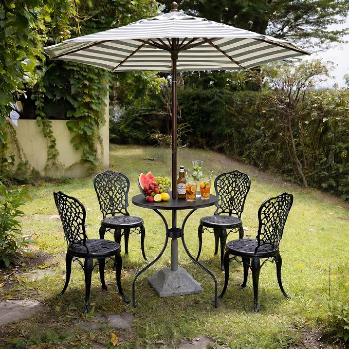 Novabright 15.75 Inch Outdoor Round Patio Umbrella Table Small Patio Round Metal Dining Table with 2 Inch Umbrella Hole Outdoor Cafe Tabletop for Yard Bistro Lawn Balcony Backyard