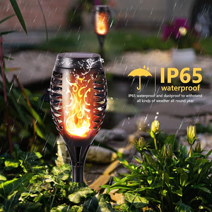 Toodour Solar Torch Flame Lights, 12 Pack Solar Lights Outdoor with Flickering Flame, Waterproof Patio Light Landscape Decoration Lighting for Garden, Lawn, Yard, Outdoor Decorations