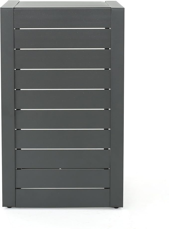 Aluminum C-Shaped Side Table for Outdoor Patio, 14.5W x 15D x 24H, Grey