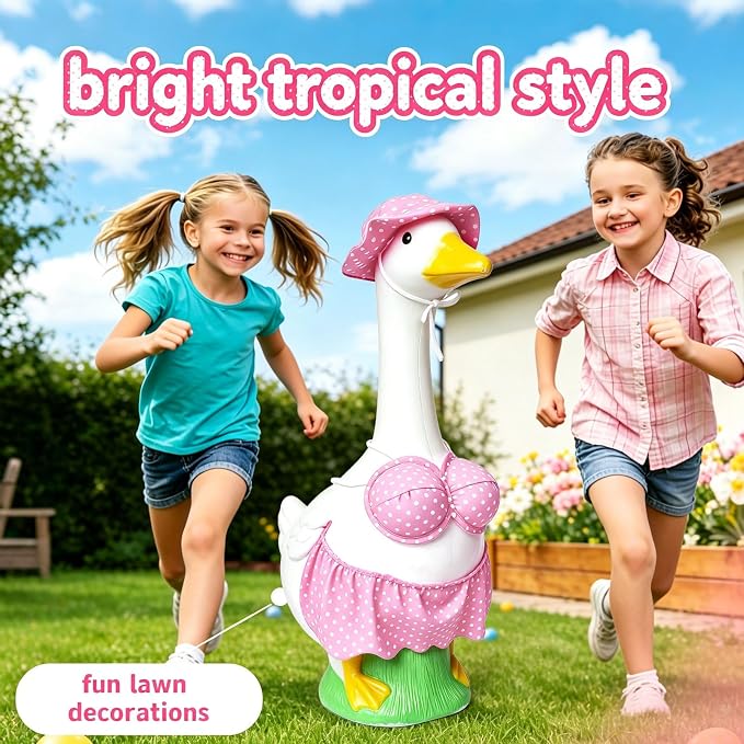 Porch Goose Summer Outfit, Porch Goose Clothes with Pink Polka Dot, for 23"/17" Lawn Goose Statue,Goose Clothes for Yard Goose
