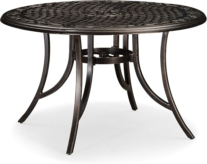 PURPLE LEAF Outdoor Dining Table 47'' Cast Aluminum Patio Funiture Table with Umbrella Hole Rhombic Round Patio Dining Table