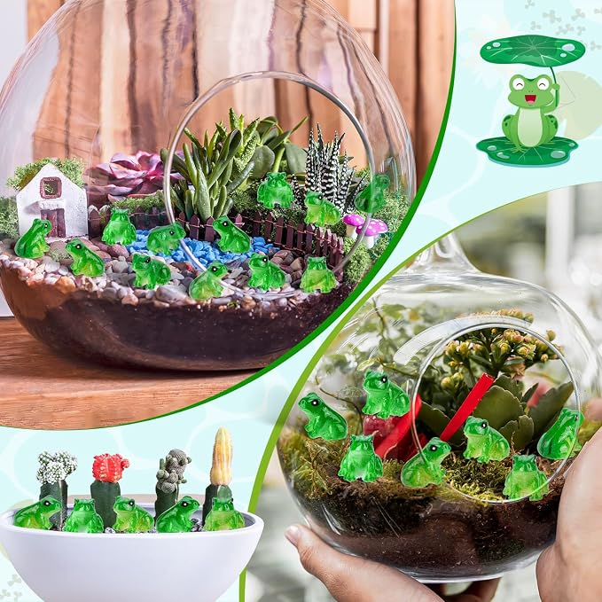 120 PCS Mini Resin Frogs Green Frogs Figurines for Model Fairy Garden | Model Fairy Garden Miniature Moss Landscape Display, DIY Terrarium Crafts, Home Decor, Hiding Game