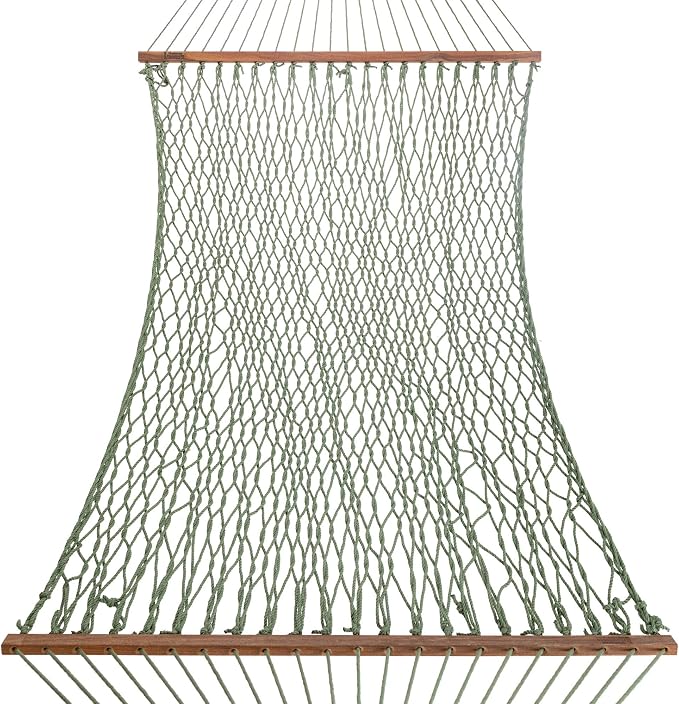 Hatteras Hammocks Small Meadow DuraCord Rope Hammock – 11 ft. x 45 in., 450 lb Capacity, Cumaru Spreader Bar, Zinc-Plated Hardware, Handcrafted in The USA