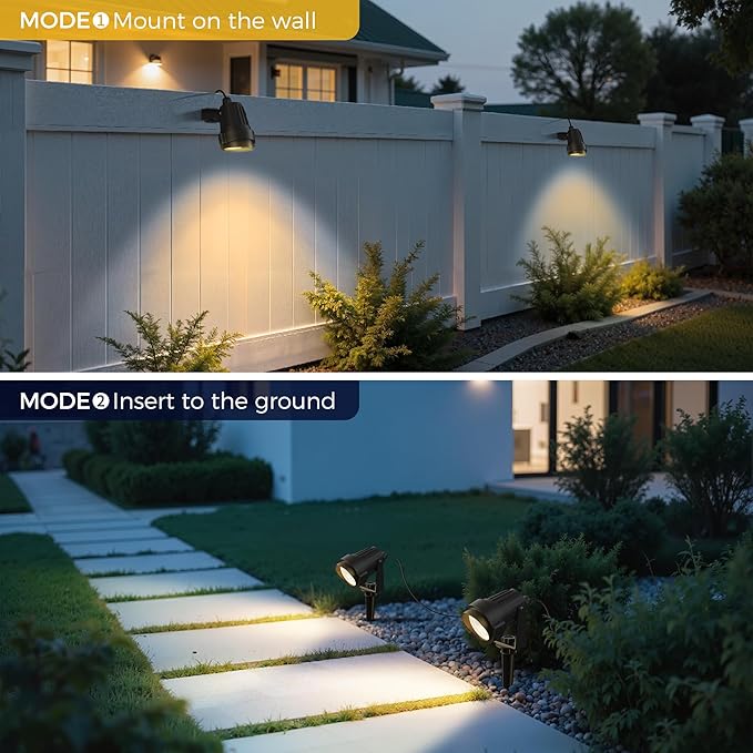 L LOHAS LED 5W Dusk to Dawn Outdoor Spotlight 3000K Landscape Light 8 Pack | Dusk to Dawn Outdoor Spotlights with Warm White Light, Landscape Lighting for Yard, Garden, House and Pathway Areas